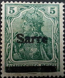 Timbre Germania Overprint Sarre Allemagne Sarre Occupation