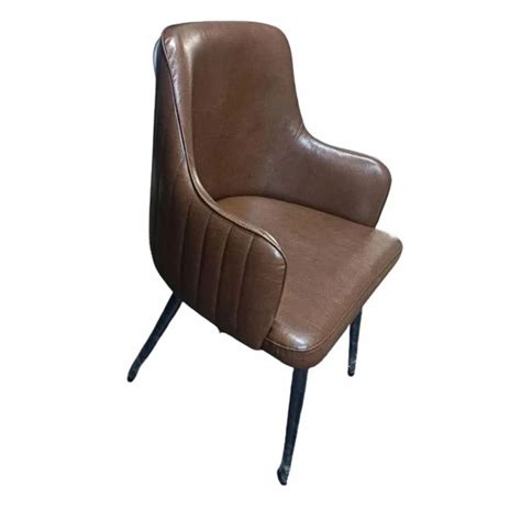 Stainless Steel Seater Brown Rexine Visitor Office Chair With