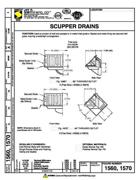 Cast Bronze Body Scupper Drain Woods Jaye