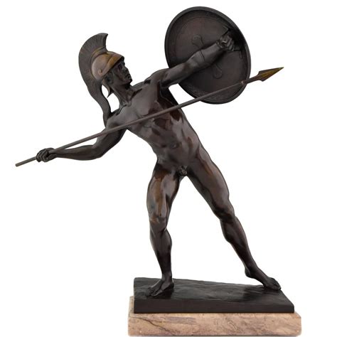 Antique Bronze Sculpture Male Nude With Spear Erich Schmidt Kestner Antique Sculpture Antique
