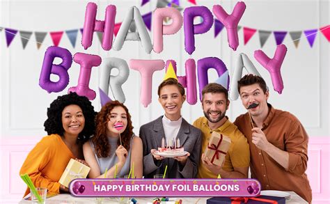 Amazon Katchon Pink And Purple Happy Birthday Balloon 16 Inch