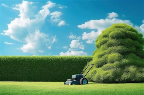 Premium Ai Image Mowing Lawn Grass Generative Ai