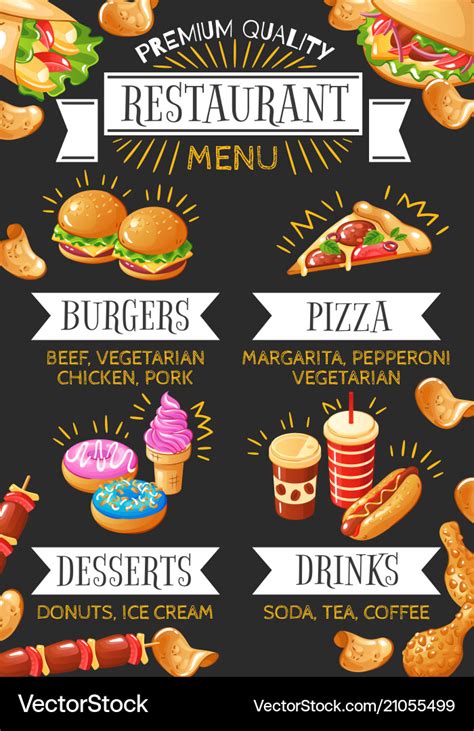 Fast Food Restaurant Menu Royalty Free Vector Image