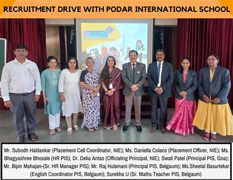 recruitment drive  podar international school nirmala institute