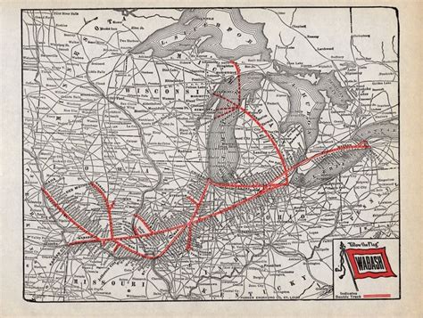 1934 Antique Wabash Railroad Map Vintage Wabash Railway Map 902 Map