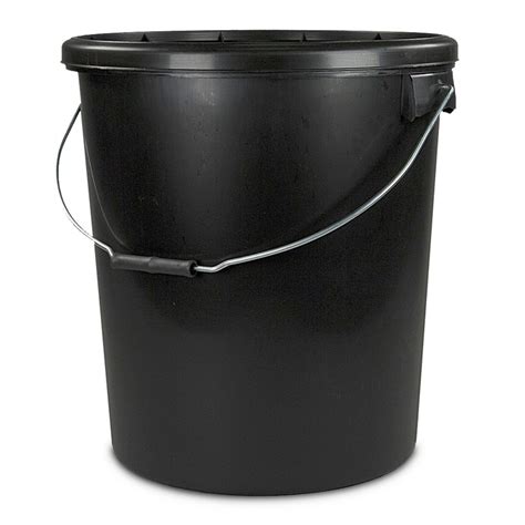 L Black Plastic Buckets With Lid H O Plastics