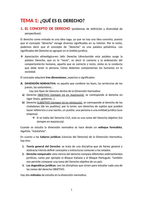 Tema 1 Apuntes De Teoría Del Derecho Tema 1 Tema 1 ¿quÉ Es El