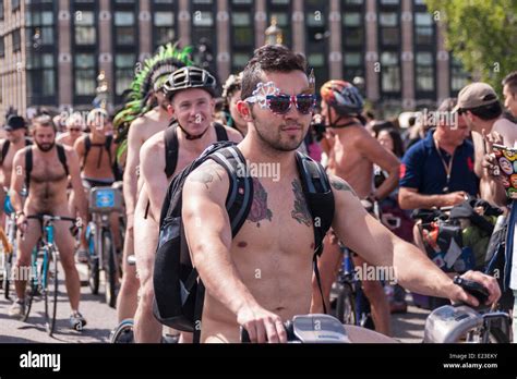Westminster Bridge London Uk June The World Naked Bike Ride Procession Of