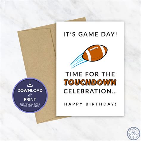 Football Birthday Card, Digital Printable Birthday Card, Funny Sports Birthday Card, Instant ...