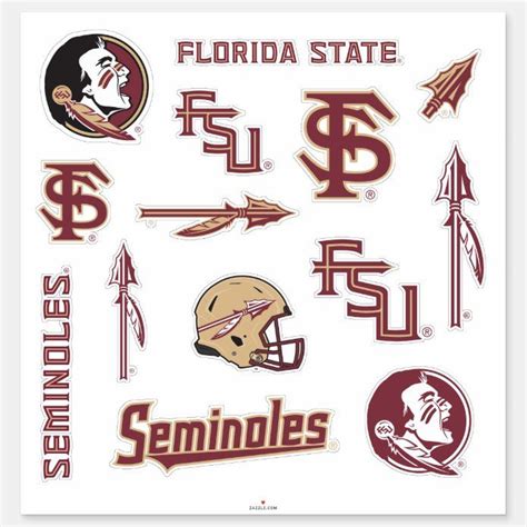 FSU Florida State Seminoles Logos Sticker | Zazzle | Florida state ...