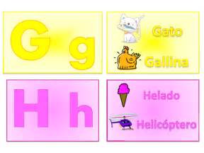 Abecedario Imprenta Letras G Y H Minúsculas Y Mayúsculas Gato Gallina Helado Helicóptero