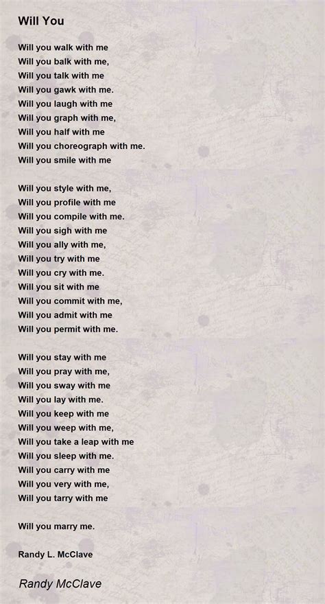 Will You Will You Poem By Randy Mcclave