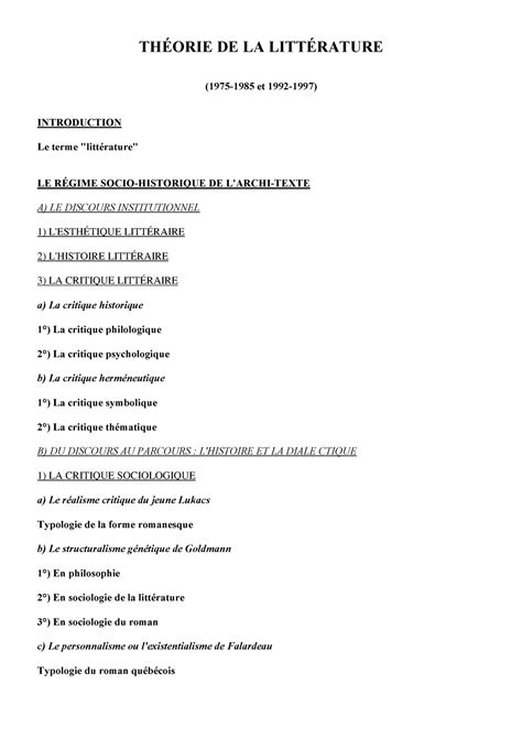 Theories litteraires il s agit d un cours sur la théorie littéraire