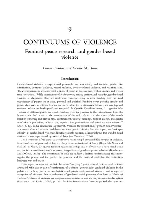 Pdf Continuums Of Violence Feminist Peace Research And Gender Based Violence