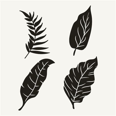 Premium Vector | Tropical leaf collection with silhouette style