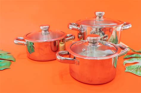 Premium Photo | Cooking soup pot stainless steel with various models