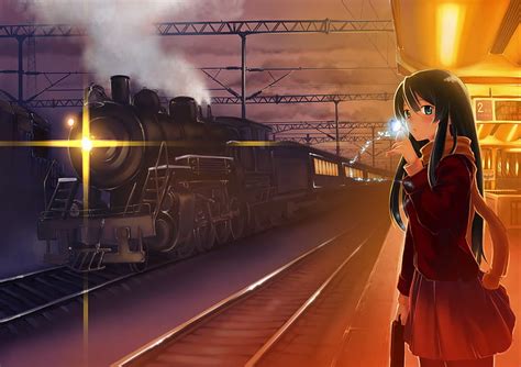 Beauty At Train Station Female Train Butterfly Anime Station Hd