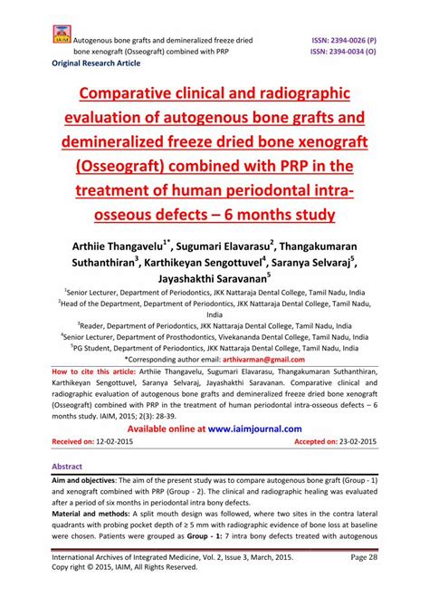 PDF Comparative Clinical And Radiographic Evaluation Of