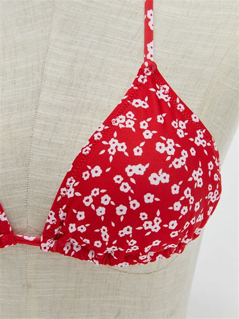 KIRMIZI Desenli Boyundan Bağlamalı Kadın Bikini Üst S FH Z ST LCW