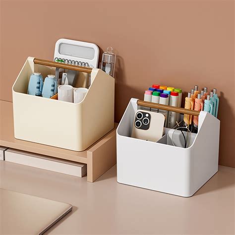 Riguas Desktop Storage Box With Compartments Large Capacity