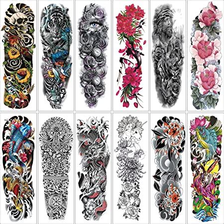 Amazon Aresvns Full Arm Temporary Tattoo For Men And Women L