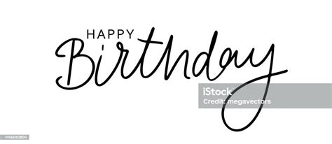 Happy Birthday Handwritten Text Lettering On White Background Vector