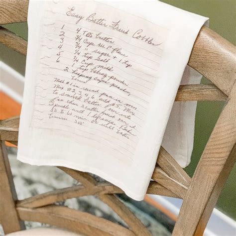 Handwritten Recipe Tea Towel Flour Sack Your Favorite Etsy