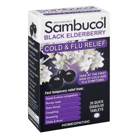 Sambucol Cold Flu Relief Black Elderberry Quick Dissolve Tablets