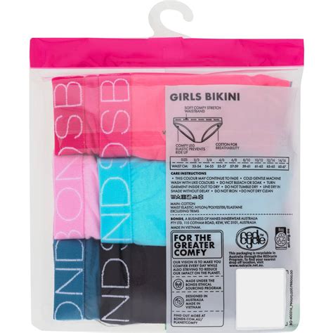 Bonds Girls Everyday Value Bikini Briefs Size 12 14 6 Pack Woolworths