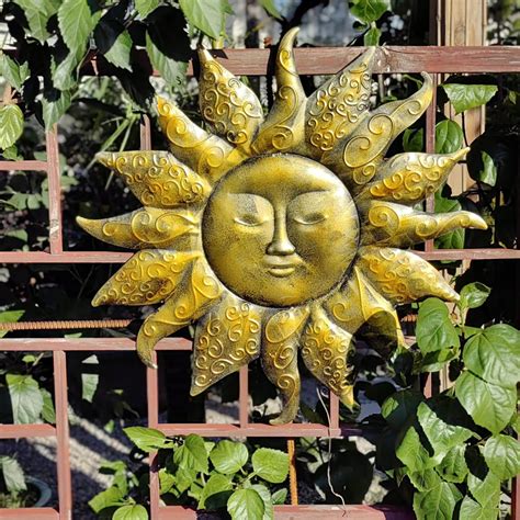 Buy Topia 22in Metal Sun Wall Decor Metal Sun Wall Art Outdoor Wall Décor Metal Sun Face Art 22