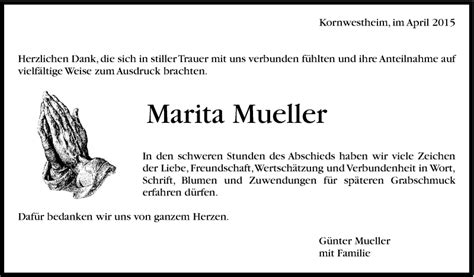 Traueranzeigen Von Marita Mueller Stuttgart Gedenkt De