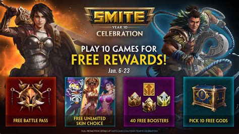 Smite Celebrates Beginning Of Year 10 With Free Battle Pass Skins And