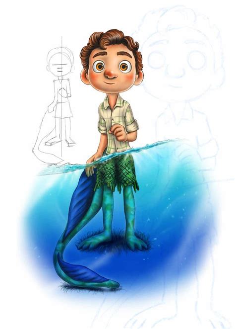 How To Draw Luca From The Disney Movie Disney Drawings Cartoon