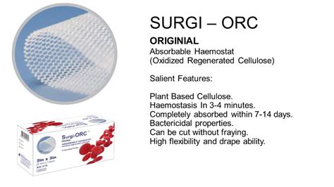 White Surgi Orc Absorbable Hemostatic Size 05x35 Cm Id 22216714888