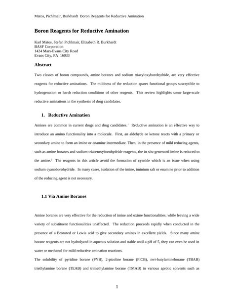 (PDF) Boron reagents for reductive amination