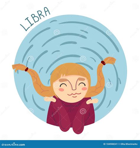 Cute Zodiac Sign Libra Vector Illustration Stock Illustration