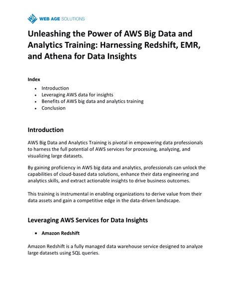 Ppt Unleashing The Power Of Aws Big Data And Analytics Training