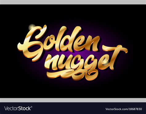 Golden Nugget 3d Gold Text Metal Logo Icon Vector Image