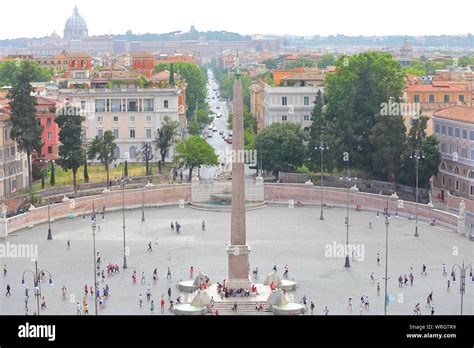 People Visit Piazza Del Popolo Square Rome Italy Stock Photo Alamy