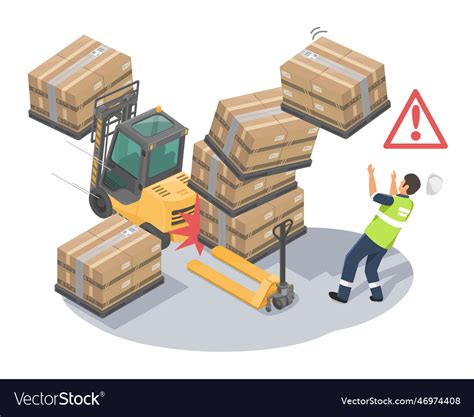 Accident In Warehouse Careless Forklift Royalty Free Vector