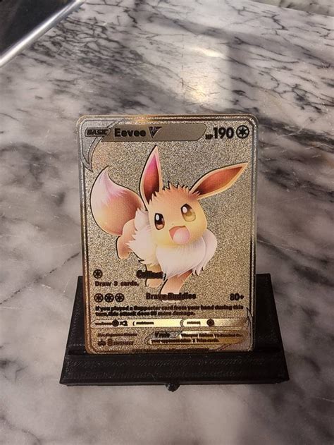 GOLD Eevee Metal Pokemon Card Metal Cute Anniversary Love I | Etsy