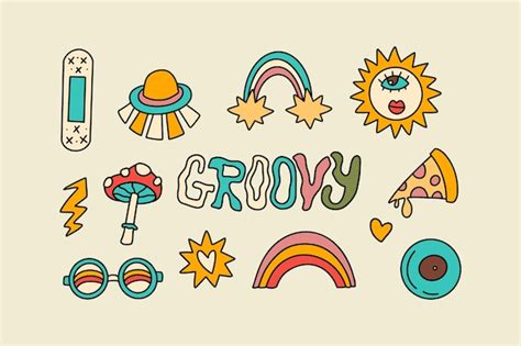 Premium Vector Retro Vintage 70s 80s Groovy Element Set Cute Funky