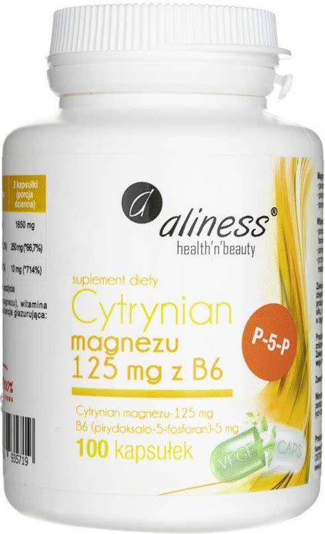 Medicaline ALINESS Cytrynian Magnezu B6 125mg X 100 Kaps Opinie I