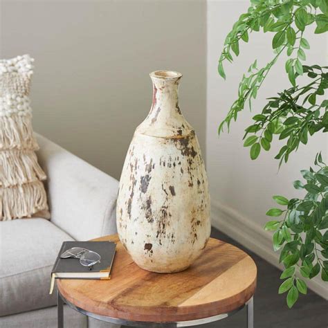 Litton Lane Brown Antique Style Distressed Ceramic Decorative Vase