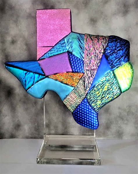 Buy Texas Map Art Glass Desk Sculpture Large 7 inch Gifts from Texas