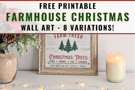 FREE Farmhouse Christmas Printable Wall Art 8 Beautiful Variations