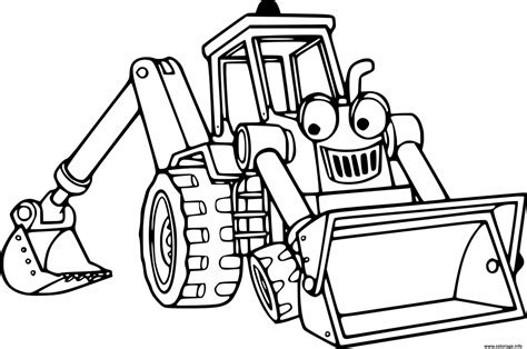 Coloriage Tracteur Pelle Chantier De Construction Dessin Chantier