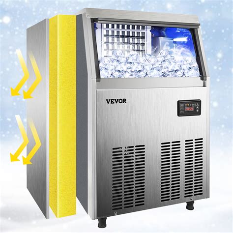 Vevor 110v Commercial Ice Maker Machine 120 130lbs24h With 33lbs Bin