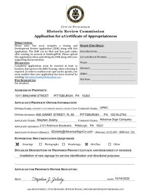 Fillable Online Apps Pittsburghpa Application For Certificate Of