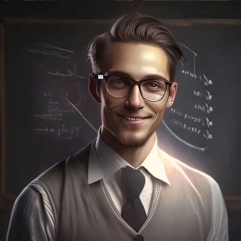 Premium Photo Portrait Of A Young Man In Glasses Against A Blackboard With Formulas